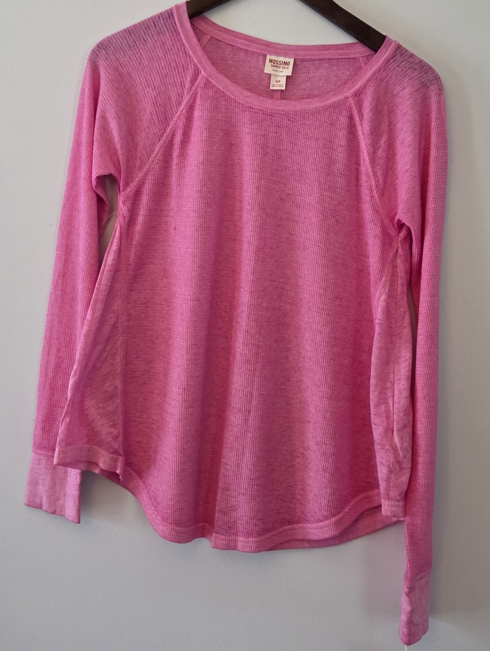 Mossimo Supply Co. Pink Waffle Knit Thermal Long-Sleeve Shirt Size S/P NWT